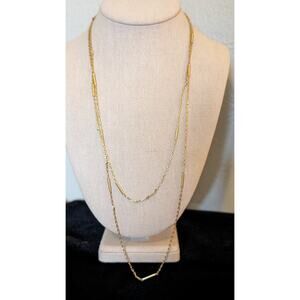 Vintage Vendome Gold Tone Bar Station Chain Link 56" Necklace